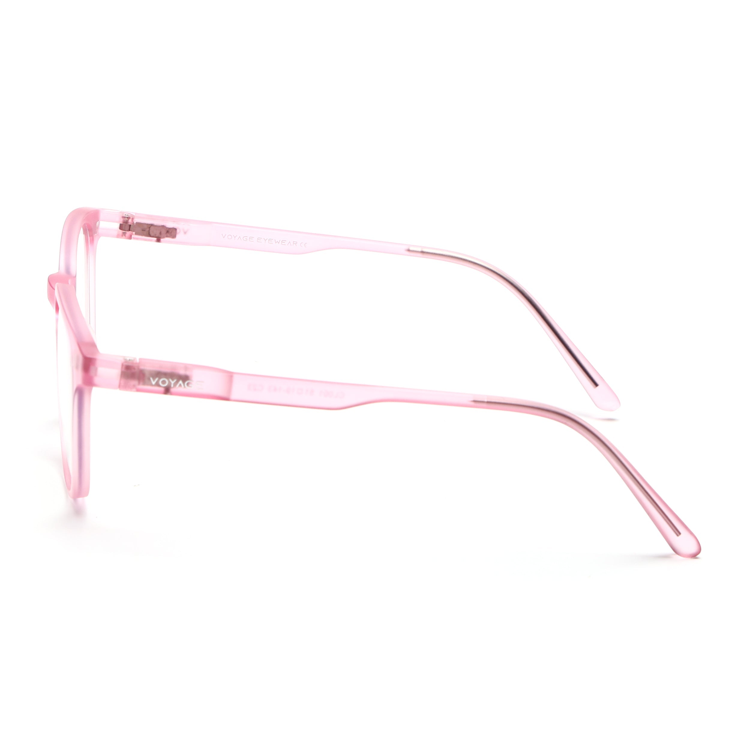 Round Clip-On Polarized Sunglasses for Men & Women (Clear Lens | Pink Frame - PMG7368)