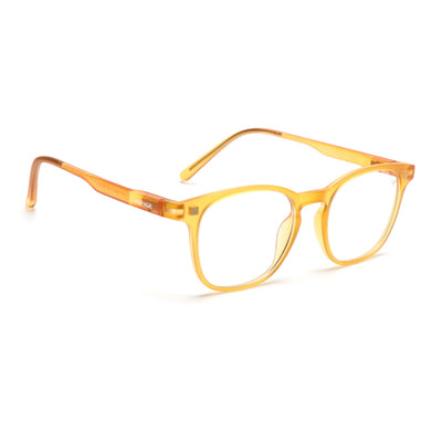 Round Clip-On Polarized Sunglasses for Men & Women (Clear Lens | Sun Yellow Frame - PMG7370)