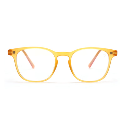 Round Clip-On Polarized Sunglasses for Men & Women (Clear Lens | Sun Yellow Frame - PMG7370)