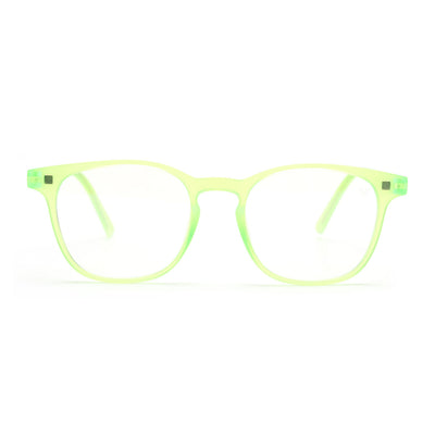 Round Clip-On Polarized Sunglasses for Men & Women (Clear Lens | Neon Frame - PMG7371)