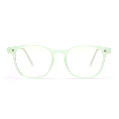 Round Clip-On Polarized Sunglasses for Men & Women (Clear Lens | Sea Green Frame - PMG7372)