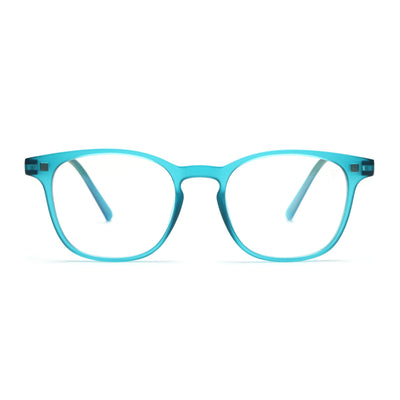 Round Clip-On Polarized Sunglasses for Men & Women (Clear Lens | Teal Frame - PMG7373)