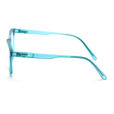 Round Clip-On Polarized Sunglasses for Men & Women (Clear Lens | Teal Frame - PMG7373)