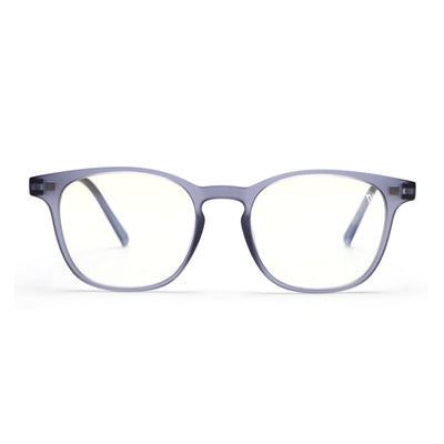 Round Clip-On Polarized Sunglasses for Men & Women (Clear Lens | Violet Frame - PMG7374)