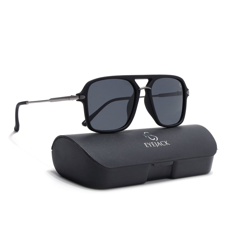 Eyejack Black Wayfarer Polarized Sunglasses for Men & Women (7503PCL1276)