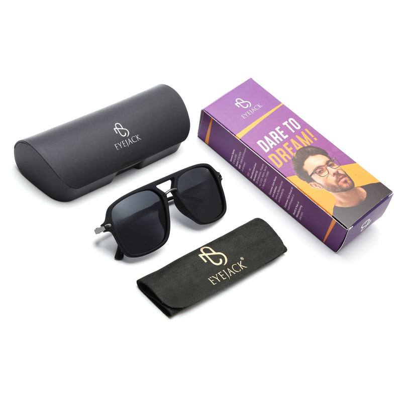 Eyejack Black Wayfarer Polarized Sunglasses for Men & Women (7503PCL1276)