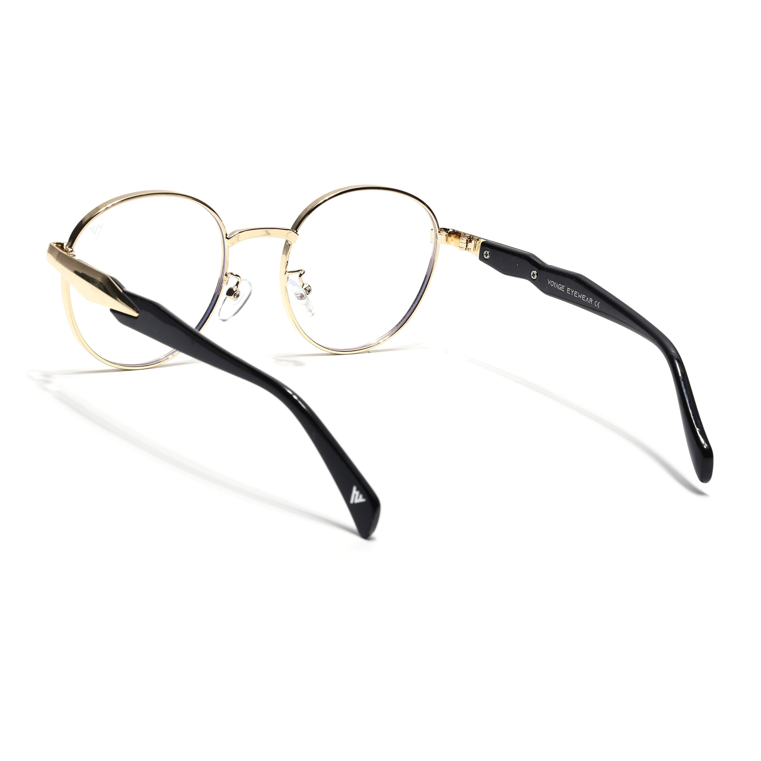 Voyage Golden Round Eyeglasses for Men & Women (8008FMG7163-C1)
