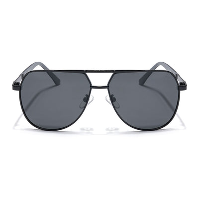 Eyejack Black Aviator Polarized Sunglasses for Men & Women (8008PCL839)