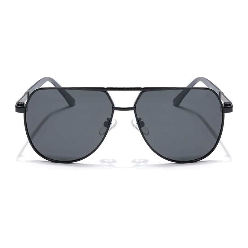 Eyejack Black Aviator Polarized Sunglasses for Men & Women (8008PCL839)