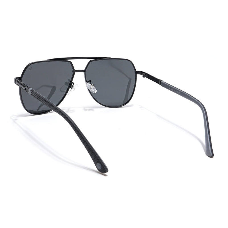 Eyejack Black Aviator Polarized Sunglasses for Men & Women (8008PCL839)