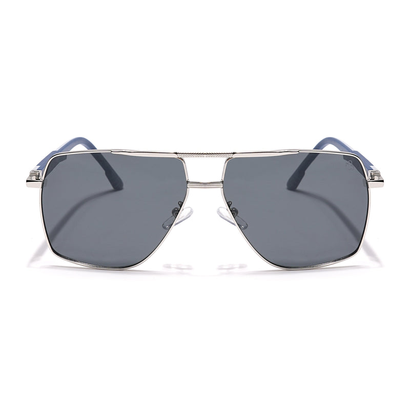 Eyejack Aviator Polarized Sunglasses for Men & Women (Black Lens | Sliver Frame - 8015PCL825)