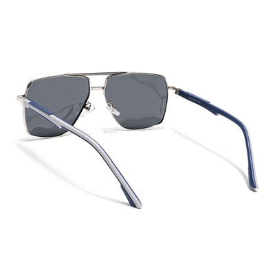 Eyejack Aviator Polarized Sunglasses for Men & Women (Black Lens | Sliver Frame - 8015PCL825)