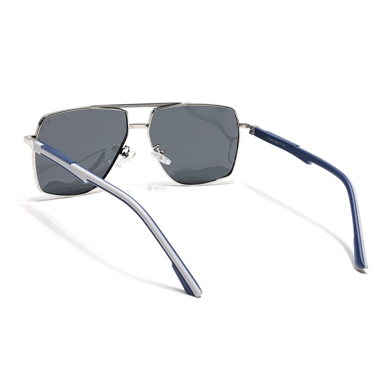 Eyejack Aviator Polarized Sunglasses for Men & Women (Black Lens | Sliver Frame - 8015PCL825)