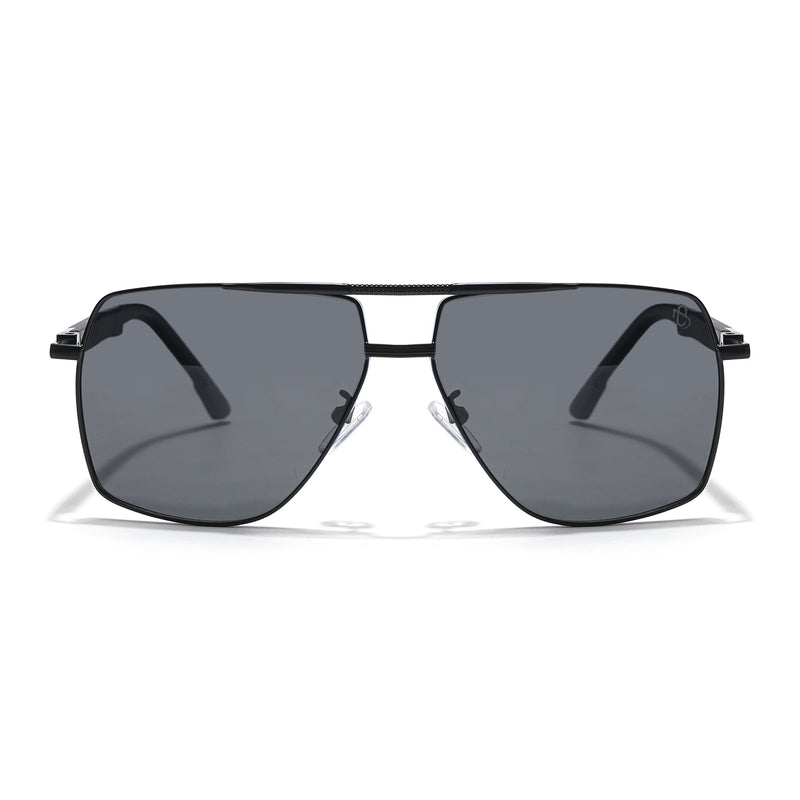 Eyejack Aviator Polarized Sunglasses for Men & Women (Black Lens | Black Frame - 8015PCL752)