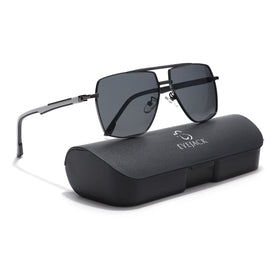 Eyejack Aviator Polarized Sunglasses for Men & Women (Black Lens | Grey Frame - 8015PCL753)