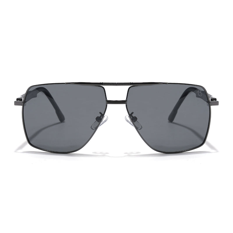 Eyejack Aviator Polarized Sunglasses for Men & Women (Black Lens | Grey Frame - 8015PCL753)
