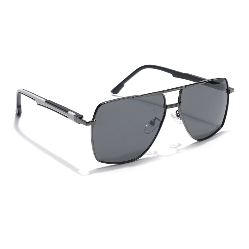 Eyejack Aviator Polarized Sunglasses for Men & Women (Black Lens | Grey Frame - 8015PCL753)