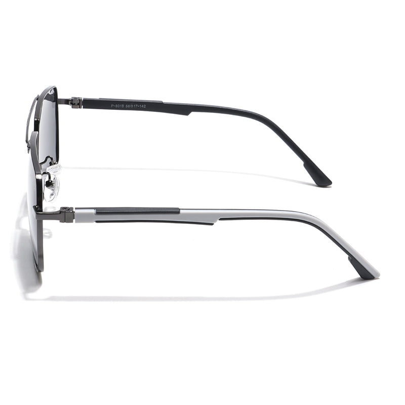 Eyejack Aviator Polarized Sunglasses for Men & Women (Black Lens | Grey Frame - 8015PCL753)