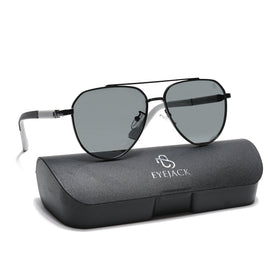 Eyejack Black Aviator Polarized Sunglasses for Men & Women (8017PCL876)