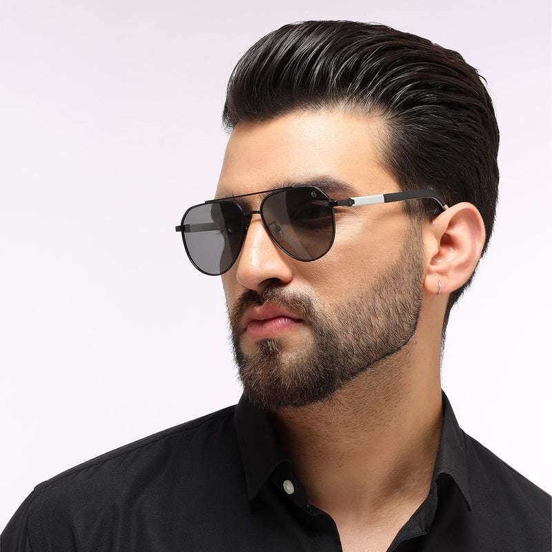 Eyejack Black Aviator Polarized Sunglasses for Men & Women (8017PCL876)