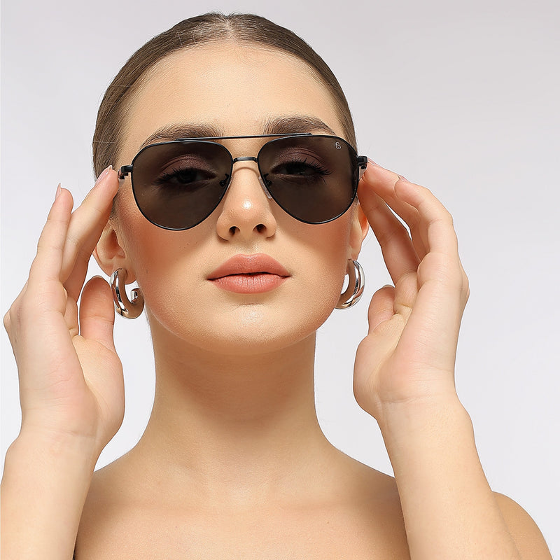 Eyejack Black Aviator Polarized Sunglasses for Men & Women (8017PCL876)