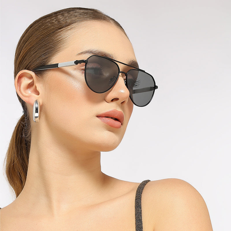 Eyejack Black Aviator Polarized Sunglasses for Men & Women (8017PCL876)