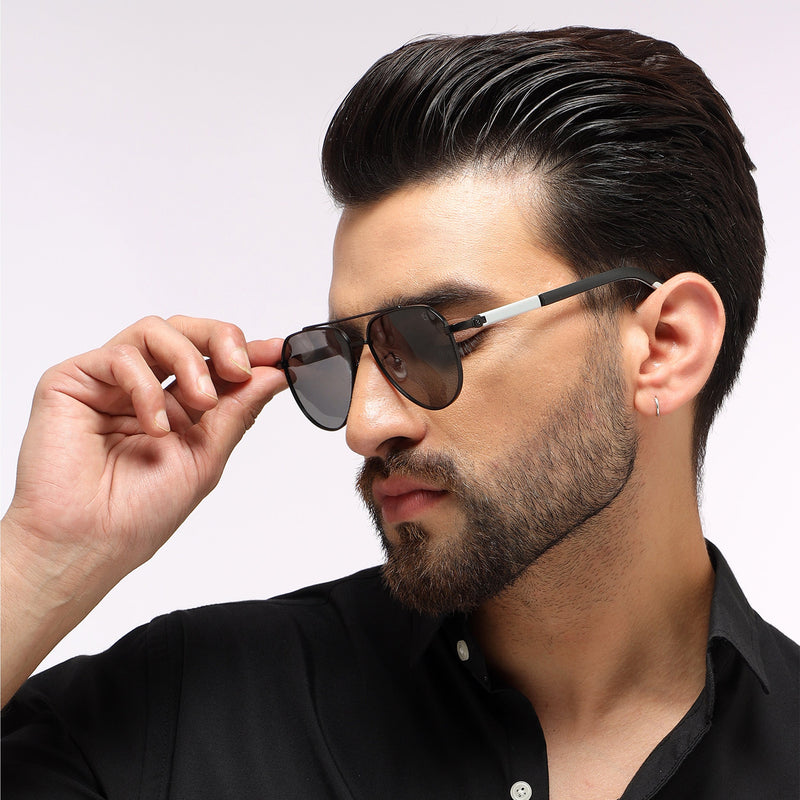Eyejack Black Aviator Polarized Sunglasses for Men & Women (8017PCL876)