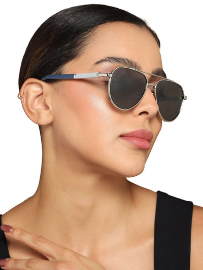 Rover - Silver Aviator Polarized Sunglasses (8017PCL877)