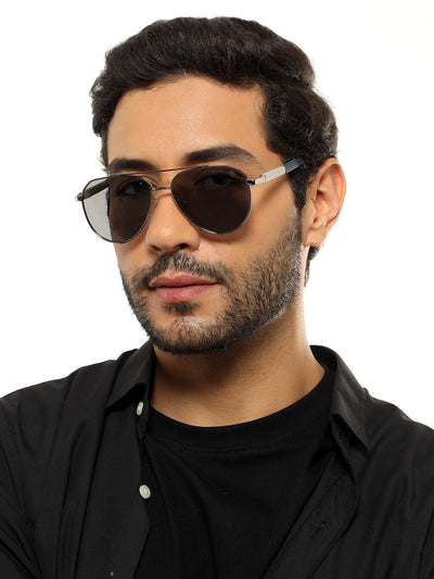 Rover - Silver Aviator Polarized Sunglasses (8017PCL877)