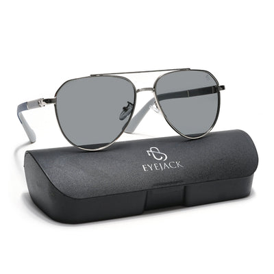 Rover - Silver Aviator Polarized Sunglasses (8017PCL877)