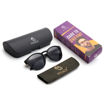 Eyejack Black Round Sunglasses for Men & Women (8018CL1047)