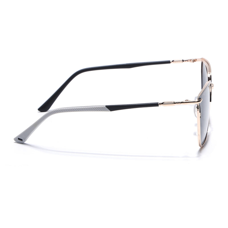 Eyejack Square Polarized Sunglasses for Men & Women (Black Lens | Black & Rose Golden Frame - 8021PCL776)