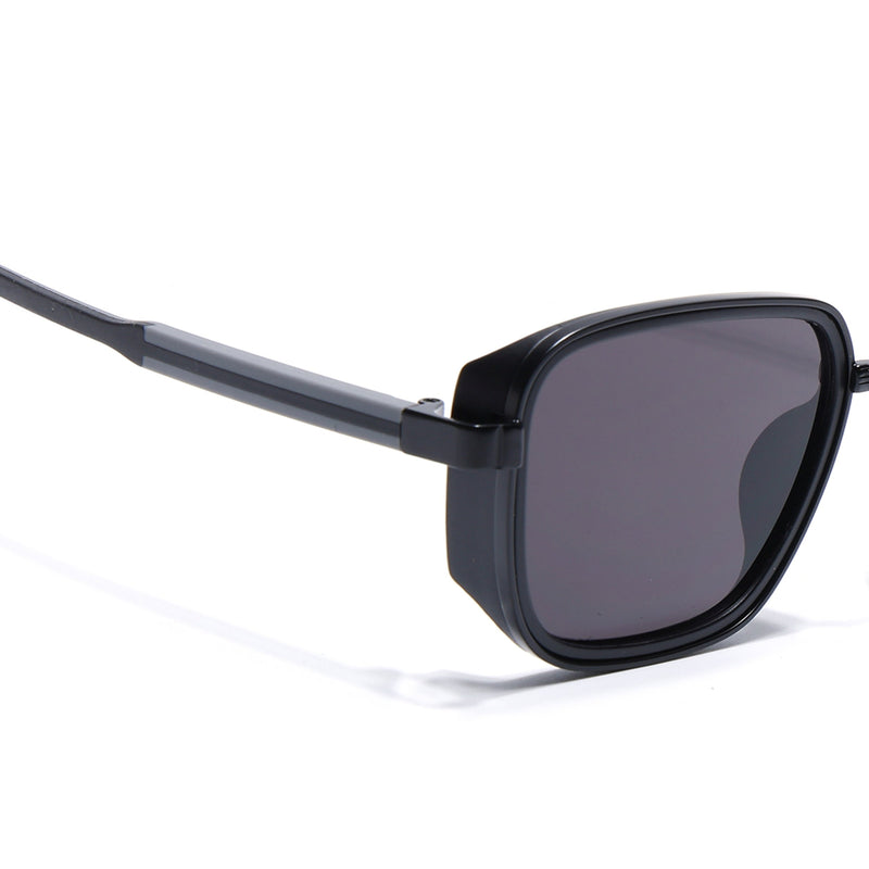 Eyejack Black Square Polarized Sunglasses for Men & Women (80809CL2128)