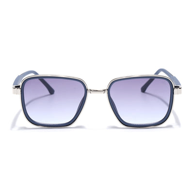 Eyejack Silver & Blue Square Sunglasses for Men & Women (80809CL2130)