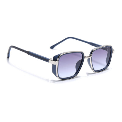 Eyejack Silver & Blue Square Sunglasses for Men & Women (80809CL2130)