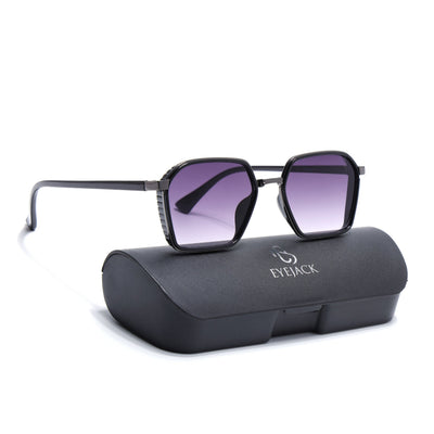 Eyejack Dark Grey Hexagonal Sunglasses for Men & Women (80745CL2133)