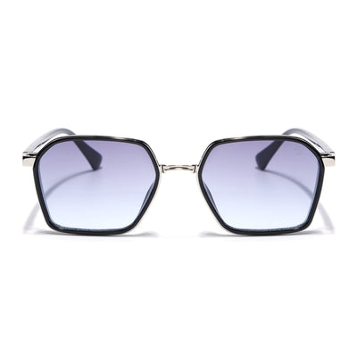 Eyejack Silver & Black Hexagonal Sunglasses for Men & Women (80745CL2134)