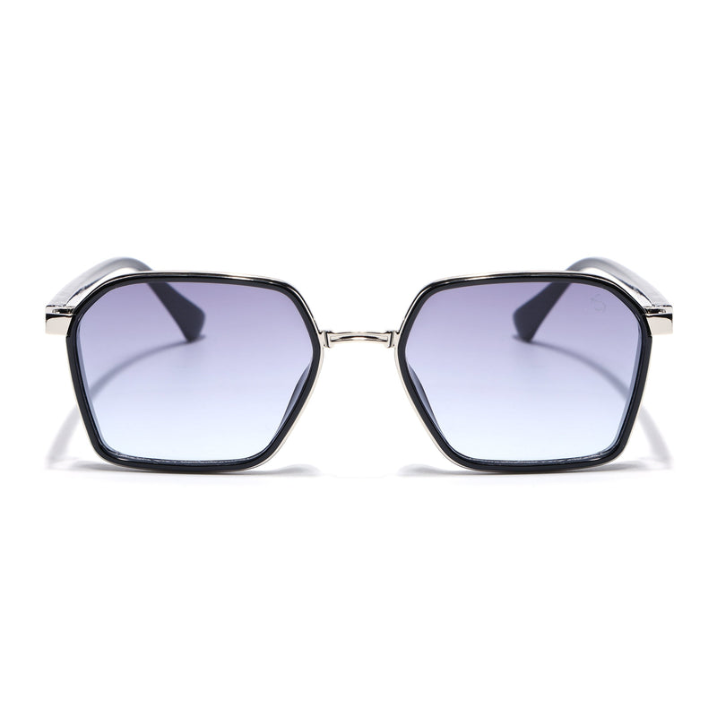 Eyejack Silver & Black Hexagonal Polarized Sunglasses for Men & Women (80745CL2134)