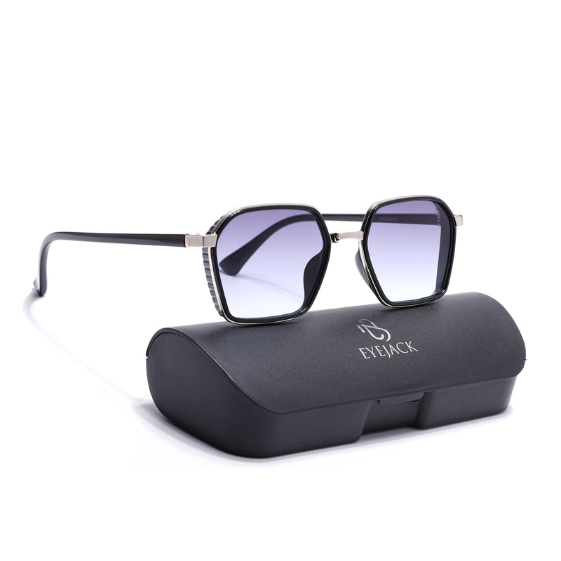 Eyejack Silver & Black Hexagonal Polarized Sunglasses for Men & Women (80745CL2134)