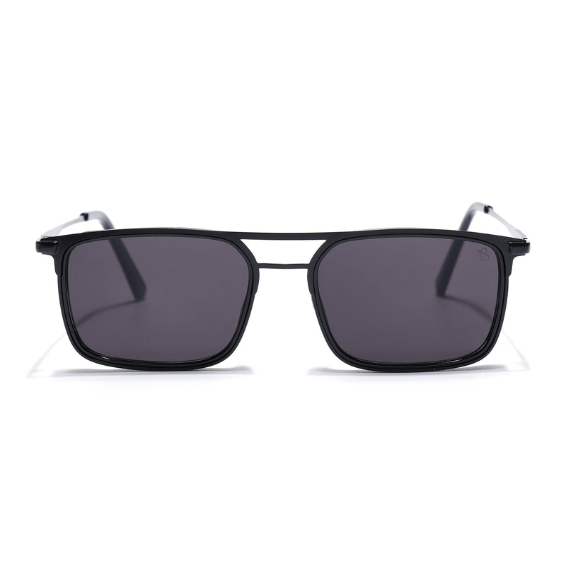 Eyejack Black Rectangle Polarized Sunglasses for Men & Women (80768CL2131)
