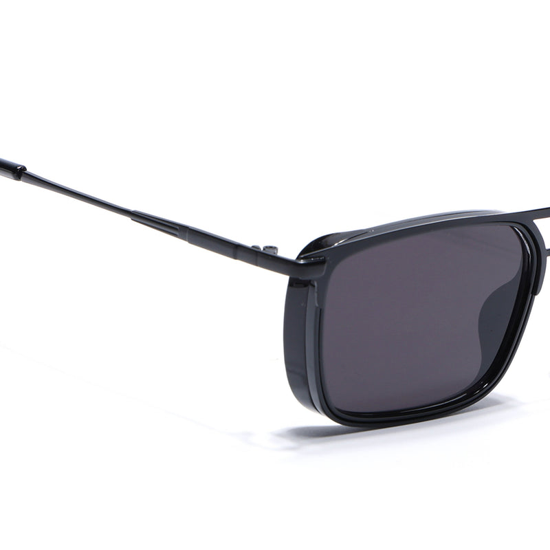 Eyejack Black Rectangle Polarized Sunglasses for Men & Women (80768CL2131)
