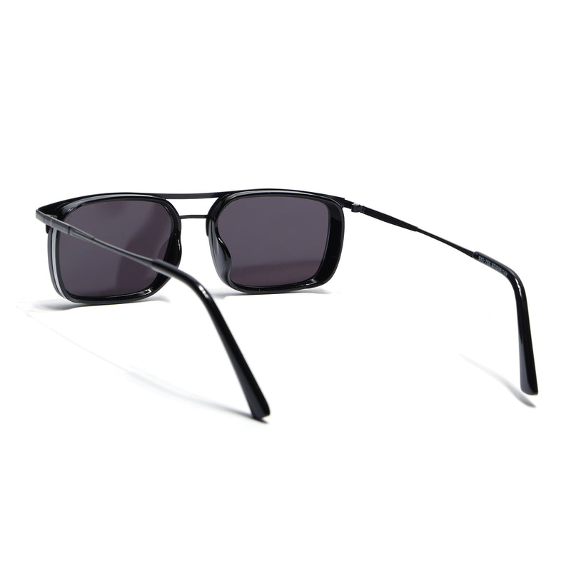 Eyejack Black Rectangle Polarized Sunglasses for Men & Women (80768CL2131)