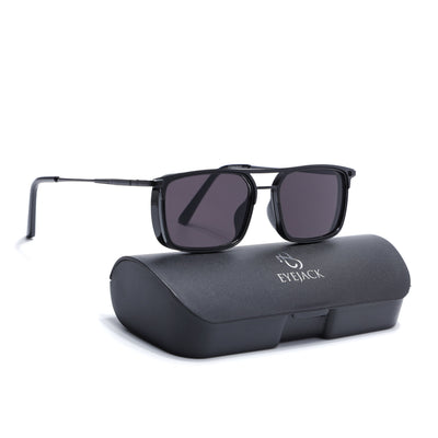Eyejack Black Rectangle Sunglasses for Men & Women (80768CL2131)
