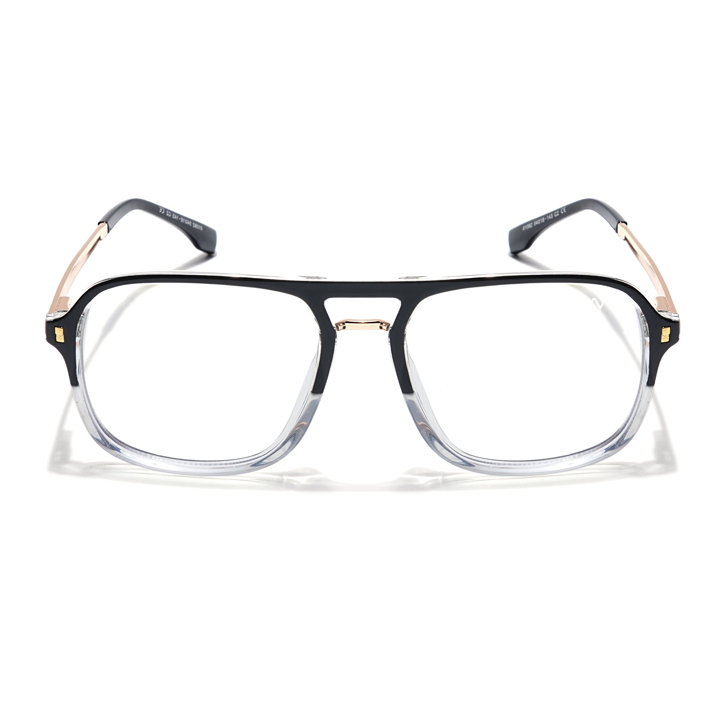 Voyage Veloura Select Black & Transparent Wayfarer Eyeglasses for Men & Women (81082SLMG6189-C3)