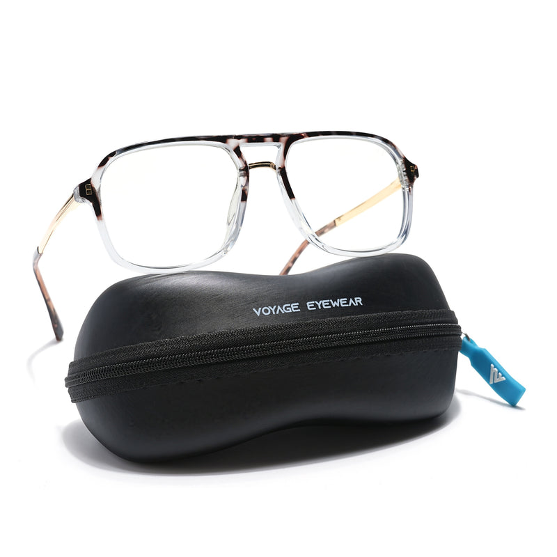 Voyage Veloura Select Demi Brown & Transparent Wayfarer Eyeglasses for Men & Women (81082SLMG6190-C4)