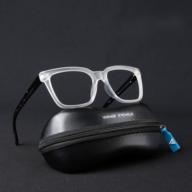 Voyage Lumina Matt Transparent Wayfarer Eyeglasses for Men & Women (81202MG5393-C3)