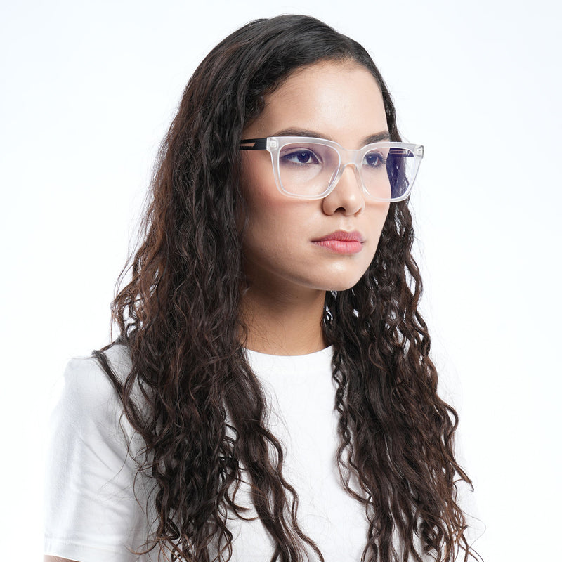 Voyage Lumina Matt Transparent Wayfarer Eyeglasses for Men & Women (81202MG5393-C3)