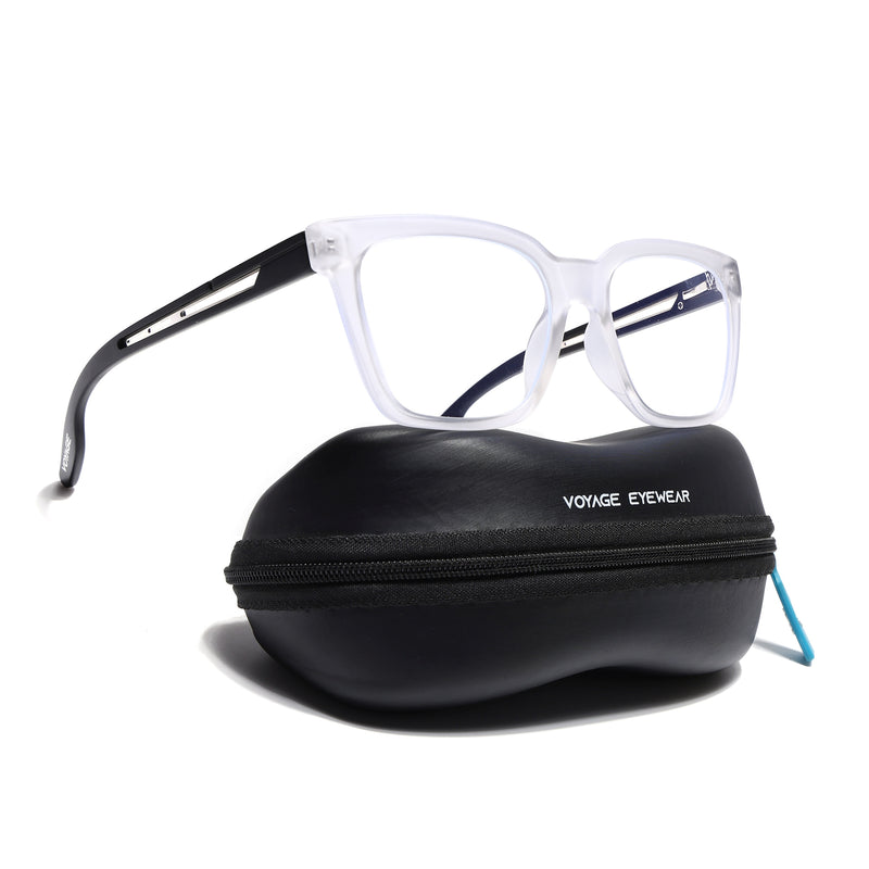 Voyage Lumina Matt Transparent Wayfarer Eyeglasses for Men & Women (81202MG5393-C3)