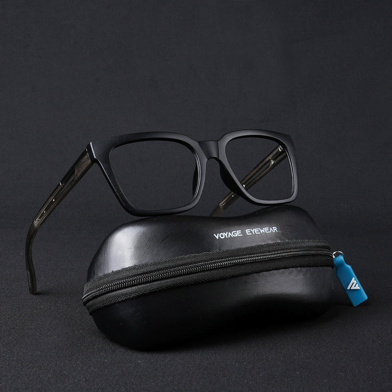 Voyage Lumina Black Wayfarer Eyeglasses for Men & Women (81202MG5394-C4)