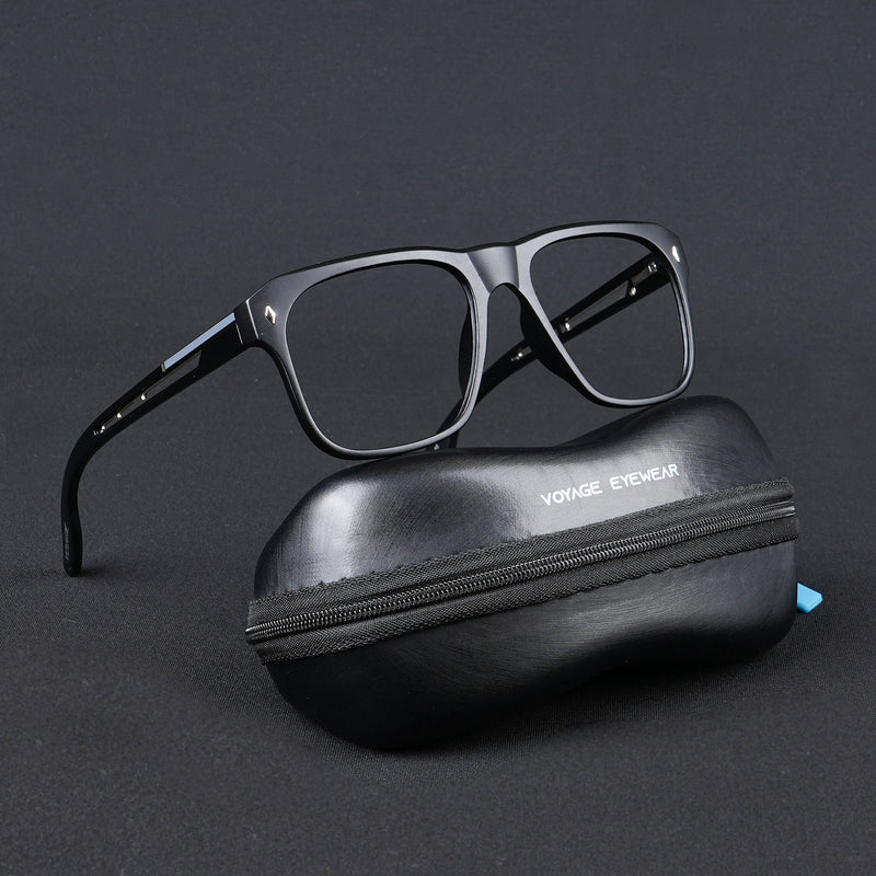 Voyage Lumina Black Wayfarer Eyeglasses for Men & Women (81205MG5396-C1)